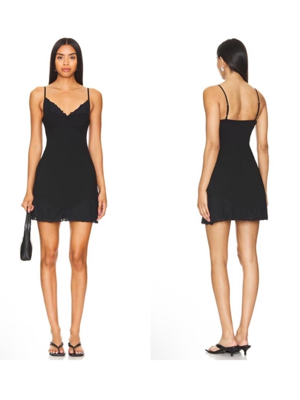 WeWoreWhat black lace peplum corset mini dress